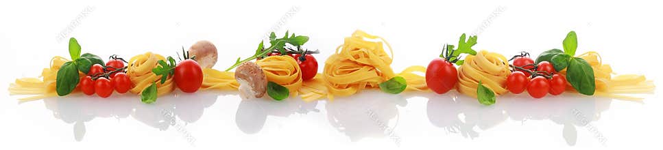 Italian ingredients for a pasta dish banner