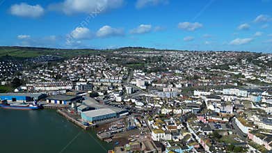 Teignmouth, Devon, England: DRONE VIEWS: The River Teign, Teignmouth Docks & the town of Teignmouth