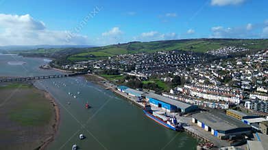 Teignmouth, Devon, England: DRONE VIEWS: The River Teign, Teignmouth Docks & the town of Teignmouth