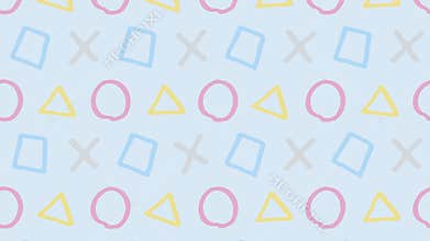 Playful Hand-Drawn Abstract Geometric Shapes Seamless Loop Animation. Motion Background.