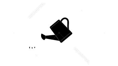 Watering can pouring dashed water lines animation