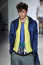 NEW YORK, NY - SEPTEMBER 04: A model walks the runway at Richard Chai Love Spring 2015 fashion show