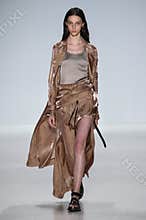NEW YORK, NY - SEPTEMBER 04: A model walks the runway at Richard Chai Love Spring 2015 fashion show