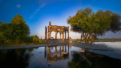 Historic Lakeside Pavilion Reflected in Calm Water