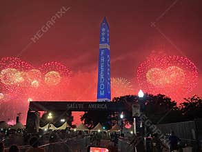 Beautiful Red Fireworks at the Salute to America Fireworks Celebration