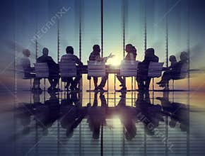 Group of Business People Meeting Back Lit Concepts