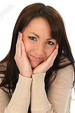 Beautiful Woman Holding Face