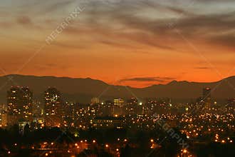 Sunset over Santiago, Chile