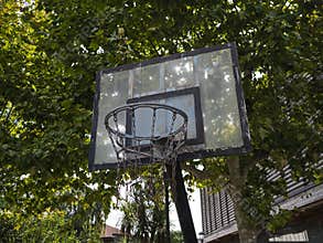 Urban basketball hoop in the park