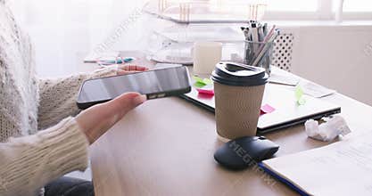 Mobile payment online shopping business woman