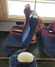 Reclining seats on a Japanese commuter train