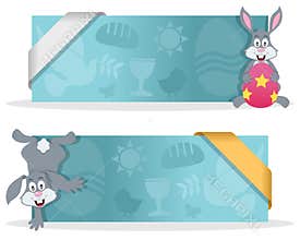 Easter Banners with Happy Bunny Rabbit