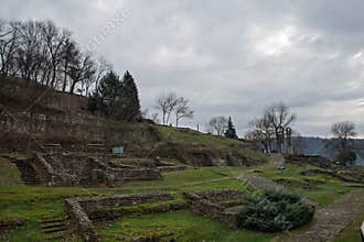 VELIKO TARNOVO, BULGARIA - MARCH 15, 2022: High angle view of Holy Forty Martyrs Church near Yantra River