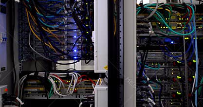 Lights flashing on servers