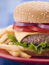 Cheese Burger with Fries