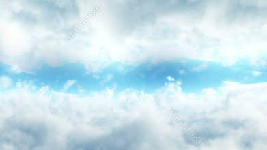 Flight in clouds. Loopable background.