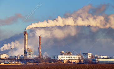 Factory with air pollution