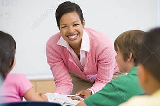 Elementary school teacher in class
