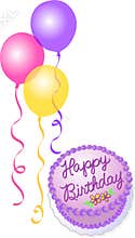 Birthday Cake and Balloons