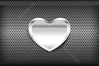 Heart on Chrome black and grey background texture