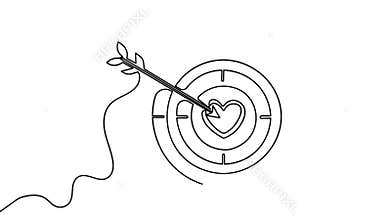 Target with arrow continuous one line drawing 4k animation minimal outline video