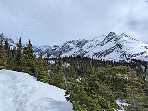 Beautiful mountain peek above Upper Dewy Lake