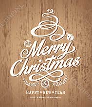 Christmas card design on wood texture background