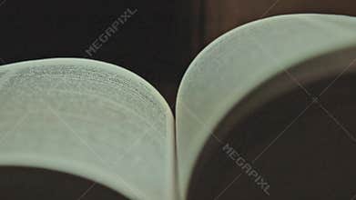 4k Looking through a book turning the pages and reading