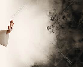 Hand of Jesus stopping darkness