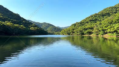 Natural scenery of mountains, rivers and lakes,Generative AI