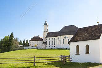 Church Wies, Bavaria. Pilgrimage Church of Wies on the Romantic Road in Bavaria. 