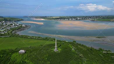 Padstow, North Cornwall, England: DRONE VIEWS: Queen Victoria Jubilee Monument, Padstow, Rock and the River Camel