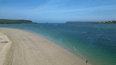 River Camel, Cornwall, England: DRONE VIEWS: The River Camel, fishing boats and a beautiful beach