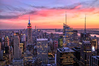 New York City Midtown with Empire State Building at Amazing Sunset