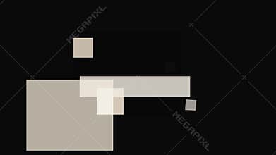 Abstract composition of overlapping beige and cream rectangles on a black background