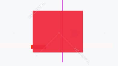 Abstract composition with red rectangles and a purple line isolated on white background