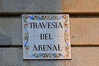 Travesía del Arenal Street Sign, Madrid, Spain