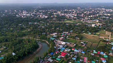 Khagrachari City Bangladesh Cinematic Aerial view
