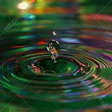 Water drop and colorful ripple