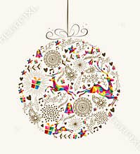 Vintage Christmas bauble greeting card