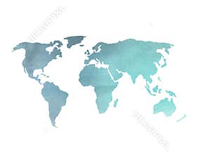Blue Watercolor World Map