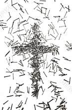 Cross made of iron nails