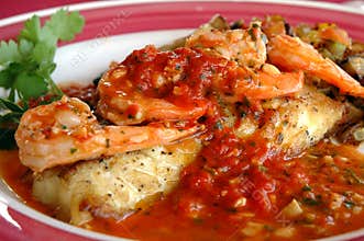 Baked fish and shrimp