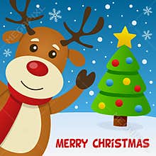 Reindeer Smiling and Greeting Card