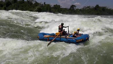 Rafting in rough waters the White Nile