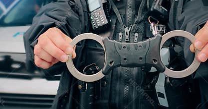 Police officer handcuff arrest