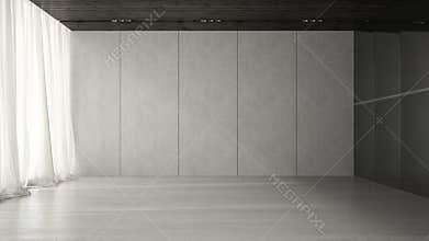 Interior of empty room 3D rendering