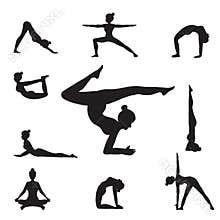 Women Yoga Poses Silhouettes .
