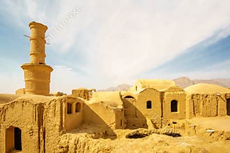 Panoramic view over ancient city of Karanaq by Yazd