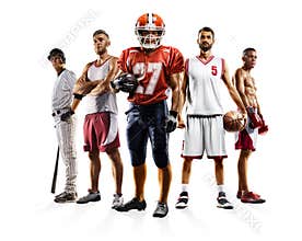 Multi sport collage boxing baseball american football volleyball bascketball